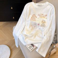 批发雪花棉莱赛尔圆领长袖T恤女胖mm大码宽松显瘦<b class='q'>打底衫</b>独特上衣