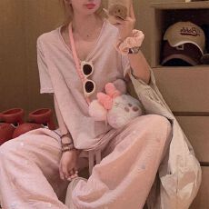 批发原版面料200g懒人棉夏季胖mm<b class='q'>大码</b>遮肚子显瘦粉色t恤女上衣