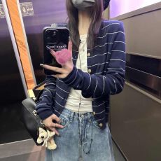 批发小香风条纹针织<b class='q'>开衫</b>女新款秋冬内搭长袖打底衫独特超好看上衣chic