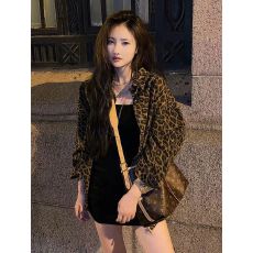 批发原版面料美式豹纹长袖衬衫女2025秋季新款开衫外套ins