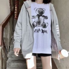 批发6535鱼鳞 秋季四条杠宽松灰色外套连帽学生休闲<b class='q'>卫衣</b>学生女