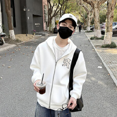 批发420g重磅美式男士<b class='q'>开衫</b>连帽卫衣港风 一件代发 联系店长