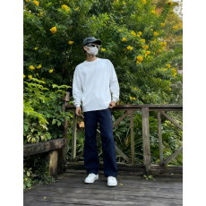 批发350G重磅纯棉圆领长袖<b class='q'>T</b><b class='q'>恤</b>男宽松休闲打底体恤一件代发 联系店长