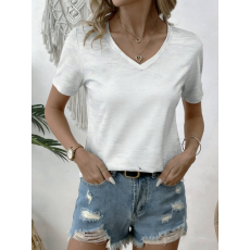 批发牛奶丝v领<b class='q'>短袖</b>t恤女灰色夏季新款印花凉感上衣 一件代发联系店长