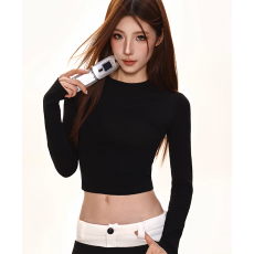 批发牛奶丝黑色打底衫女春秋内搭长袖t恤短款一件代发联系店长