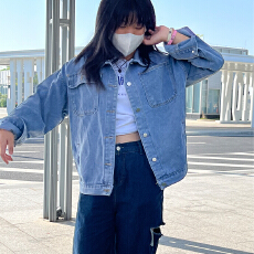 批发韩国牛仔外套女秋冬<b class='q'>韩版</b>2025新款宽松bf慵懒风百搭大码中长款上衣