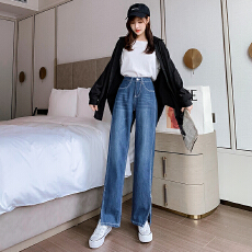 批发2026年春夏季新款<b class='q'>直筒</b><b class='q'>牛仔裤</b><b class='q'>女</b>高腰宽松阔腿拖地裤子高个子加长版
