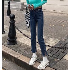 批发九分开叉弹力<b class='q'>牛仔裤</b><b class='q'>女</b>2025年春秋季新款高腰修身显瘦<b class='q'>直筒</b>小脚裤子