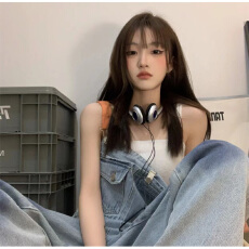 批发春装大码可盐可甜设计感小众宽松<b class='q'>胖</b><b class='q'>MM</b><b class='q'>阔</b>腿背带裤子