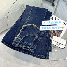 批发2026年秋季通勤蓝色高腰裙身鱼尾中长裙半身裙牛仔半裙