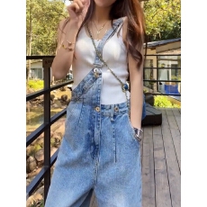 批发潮流背带原宿吊带牛仔裤高腰女气质流行文艺日系春秋新款直筒长裤