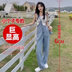 批发潮流背带原宿吊带牛仔裤高腰女气质流行文艺日系春秋新款直筒长裤