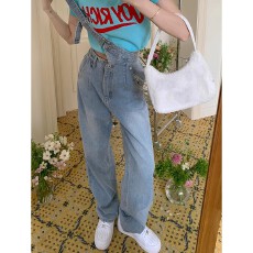 批发潮流背带原宿吊带牛仔裤高腰女气质流行文艺日系春秋新款直筒长裤