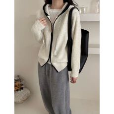 批发毛衣<b class='q'>外套</b>2025新款女装爆款冬季穿搭连帽上衣女<b class='q'>韩版</b>双拉链针织开衫