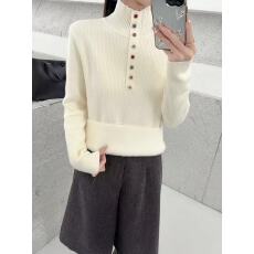 温柔半开高领针织衫女秋冬新款慵懒别致宽松百搭显瘦外穿打底毛衣