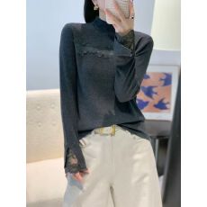 批发半高领蕾丝镂空针织衫女秋冬2025新款小心机<b class='q'>修身</b>显瘦内搭打底上衣
