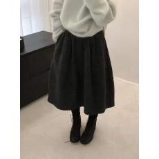 批发韩系设计感毛呢花苞短裙女秋冬2025新款时尚纯色高腰A字半身裙潮