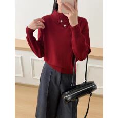 批发2025秋<b class='q'>冬</b>新款设计感半高领针织衫女长袖韩版显瘦遮肉百搭打底上衣