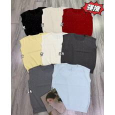 批发自留款推荐~法式重工烫钻无袖针织背心女春季新款巨好看<b class='q'>甜美</b>上衣