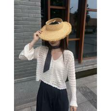 批发法式镂空V领喇叭袖针织<b class='q'>开衫</b><b class='q'>女</b>春季新款薄款防晒罩衫外搭长袖上衣