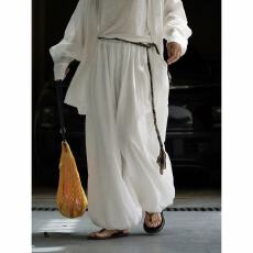 批发韩系百搭松紧腰休闲裤女士春季设计感简约显瘦纯色直筒薄款<b class='q'>长裤</b>