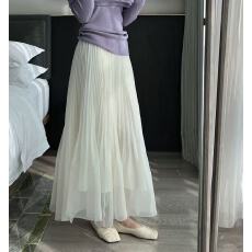 批发法式网纱百褶<b class='q'>半身裙</b>女夏季2026新款高腰遮胯小众a字中长款鱼尾裙