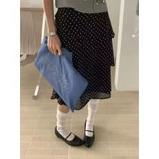 批发韩系波点半身裙女2026夏季新款荷叶边不规则蛋糕裙显瘦百搭中长裙
