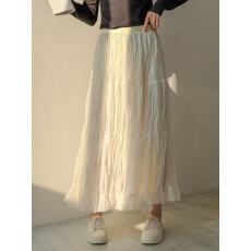 批发2026法式别致气质压褶<b class='q'>网纱</b>半身裙女春夏飘逸感蛋糕裙中长款仙女裙