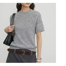 批发法式柔美半高领卷边短袖针织衫2026早春<b class='q'>新款</b>轻熟风叠穿<b class='q'>毛衣</b>上衣女