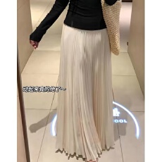 批发法式重工压褶雪纺半身裙女高腰显瘦绝美百搭<b class='q'>大摆裙</b>温柔风a字长裙