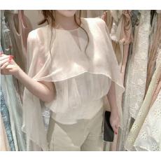 批发2026新款爆款温柔风<b class='q'>雪纺衫女</b>荷叶边圆领宽松设计感独特漂亮上衣女