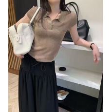 批发老钱风polo领针织短袖T恤女夏季2026年新款修身气质柔软<b class='q'>休闲</b>上衣