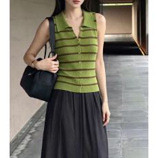 批发韩系复古polo翻领无袖针织背心女夏季新款单排扣外穿辣妹<b class='q'>开衫</b>上衣