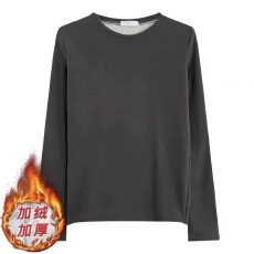 批发420克人棉秋冬季保暖长袖打底衫女加绒加厚大码修身内搭T恤上衣