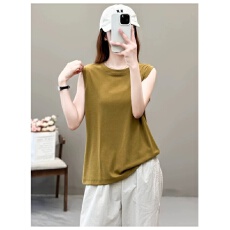 批发春夏季纯棉宽松背心女外穿<b class='q'>胖</b><b class='q'>MM</b>大码显瘦圆领无袖t恤内搭打底上衣