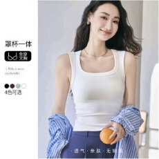 批发带胸垫一体吊带背心女春夏季新款<b class='q'>大码</b>免穿<b class='q'>文胸</b>内搭修身无袖上衣