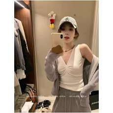 批发20克人棉春夏季新款V领吊带背心女大码修身外穿内搭打底无袖上衣