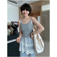 批发40支92棉蕾丝下摆<b class='q'>吊带</b>背心女春夏季新款大码内搭修身<b class='q'>打底</b>叠穿上衣
