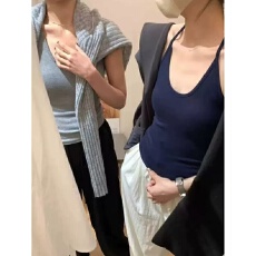 批发95棉春夏季新款带胸垫挂脖<b class='q'>吊带</b>背心女遮副乳大码内搭<b class='q'>打底</b>美背上衣