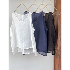 批发100%纯棉夏季轻薄吊带背心女大码宽松内衬内搭打底文艺<b class='q'>棉麻</b>上衣