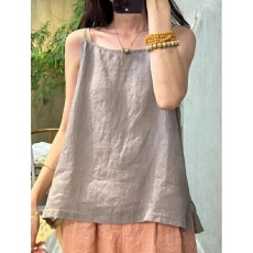 批发40支92棉夏季薄款吊带背心女宽松大码胖mm外穿内搭<b class='q'>棉麻</b>无袖上衣