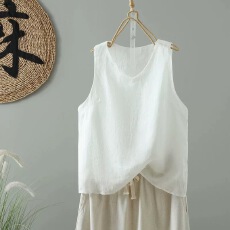 批发40支92棉v领吊带背心女大码胖mm内搭宽松打底外穿<b class='q'>棉麻</b>无袖上衣夏
