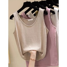 批发<b class='q'>棉麻</b>春夏季新款吊带背心女大码宽松胖mm内搭外穿打底冰丝无袖上衣