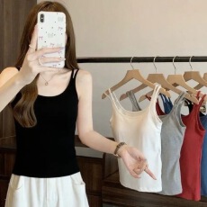 批发40支92棉春夏带胸垫一体吊带背心女胖mm打底大码修身外穿内搭上衣