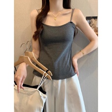 批发40支92棉春夏带胸垫吊带背心女大码胖mm修身内搭显瘦外穿打底上衣
