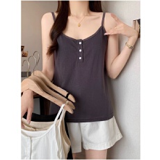 批发雪花棉夏季新款纽扣吊带背心女宽松大码胖mm显瘦内搭外穿打底上衣