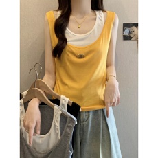 批发假两件工字遮副乳吊带背心女春夏季大码新款<b class='q'>打底</b>内搭外穿无袖<b class='q'>上衣</b>
