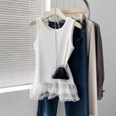 批发40支92棉蕾丝下摆吊带背心女<b class='q'>春</b>夏季大码修身外穿内搭叠穿打底上衣