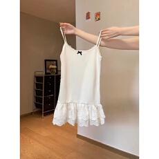 批发（原版质量）40支92棉蕾丝下摆蝴蝶结吊带背心女<b class='q'>春</b>夏内搭打底上衣