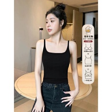 批发40支92棉<b class='q'>春</b>夏带胸垫吊带背心女大码修身外穿内搭打底美背无袖上衣